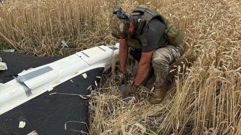 На Кіровоградщині ворожий дрон упав на полі та не вибухнув